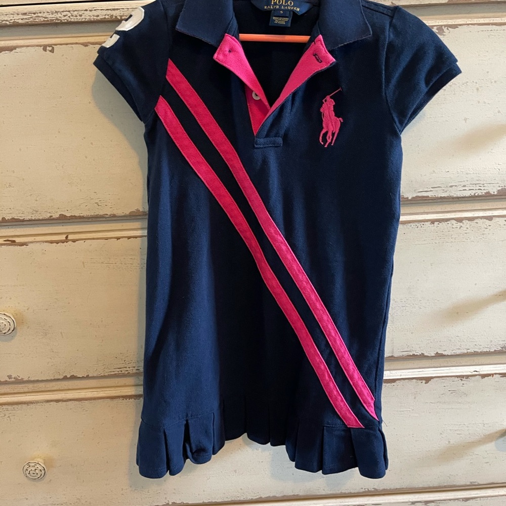 Navy/pink Oxford Polo dress